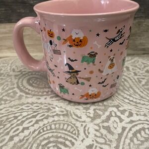 Fig & Fern Pink Halloween Dog Costume Ceramic Coffee Mug Cup Pumpkin Ghost Witch